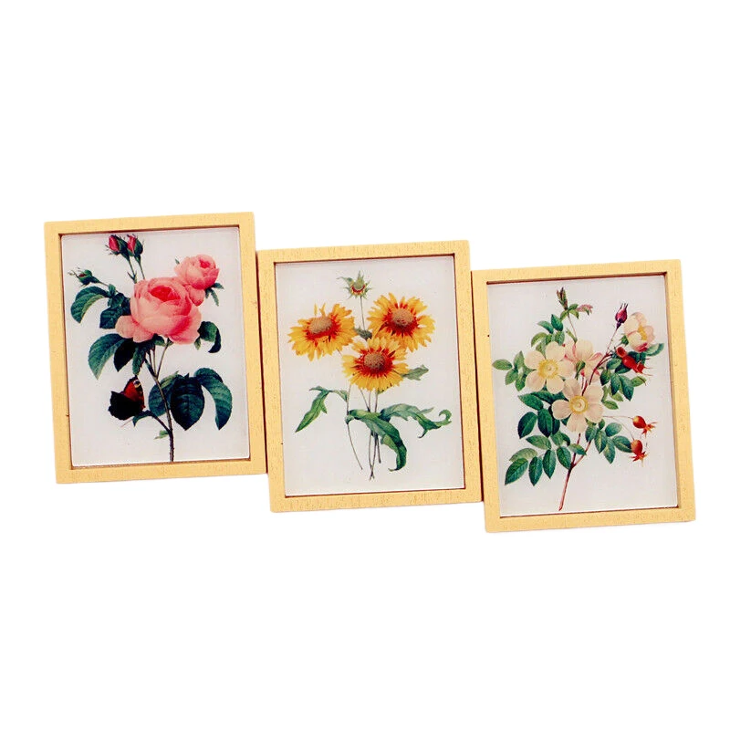 3Pcs/Set Dollhouse Mini Modern Style Illustration Abstract Mural DIY Mini Furniture Model Set Toy Living Room Scene Accessories
