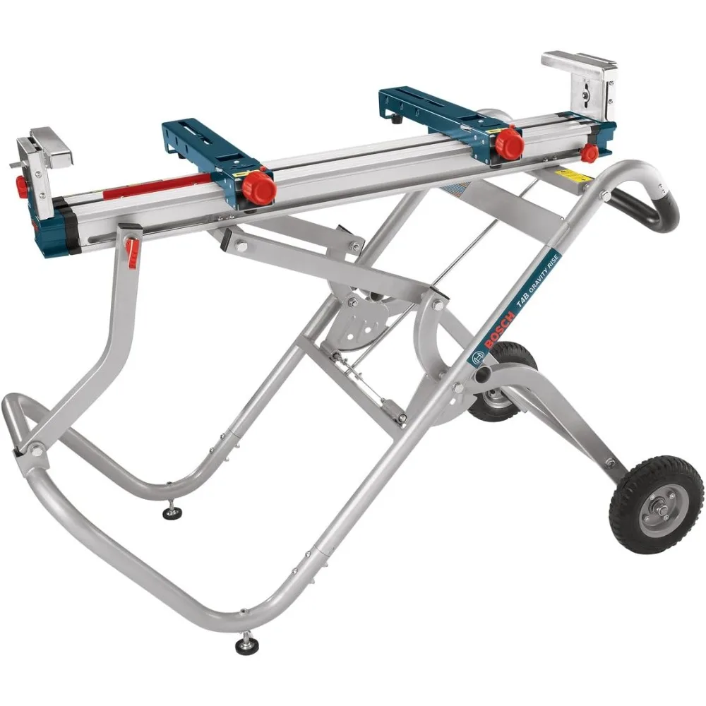 Portable Gravity-Rise Miter Saw Stand with Wheels, 18' Material Capacity