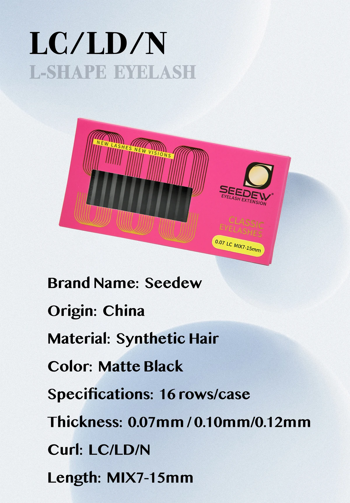 SEEDEW LJ/LB/LC/LD/N Wimpernverlängerungen L-Form MIX7-15mm Matte Nerz Einzelwimpern Make-up Weiche Wimpern – Detail 1