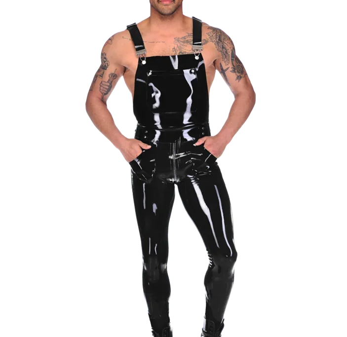 

100% Latex Catsuit Gummi Schwarz Overall Hose Cosplay Kostüm Bodysuit 0,4mm S-XXL