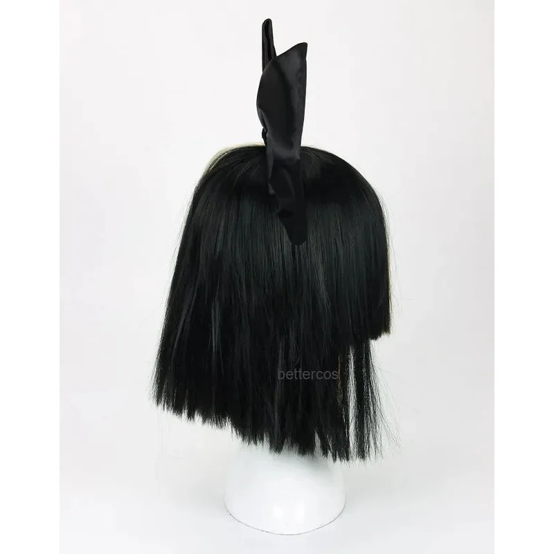 Candy 2025Sia Alive This Is Acting Black Half Light Blonde Covers Augen und Nase Hitzebeständiges Haar Cosplay + Perücke C