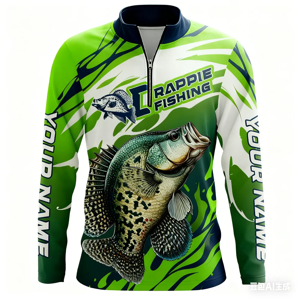 

3D Print Fishing Graphic Zipper Sweatshirts Fashion Creative Long Sleeve Half Zip Pullover Autumn Winter Outdoor Fishing Clothes