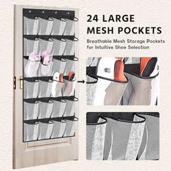 Wall Mount Door Hanging Shoe Organizer 24 Pocket Storage Rack For Sundries