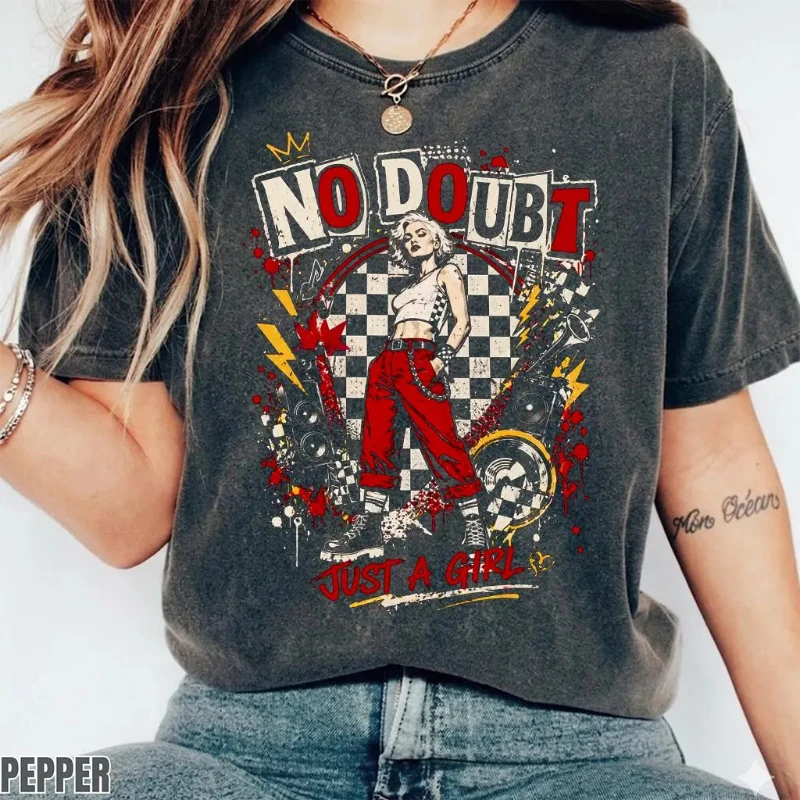 Camiseta retro de la banda No Doubt, camiseta de rock de los años 90 de Gwen Stefani, camisa de algodón puro para parejas, ropa vintage