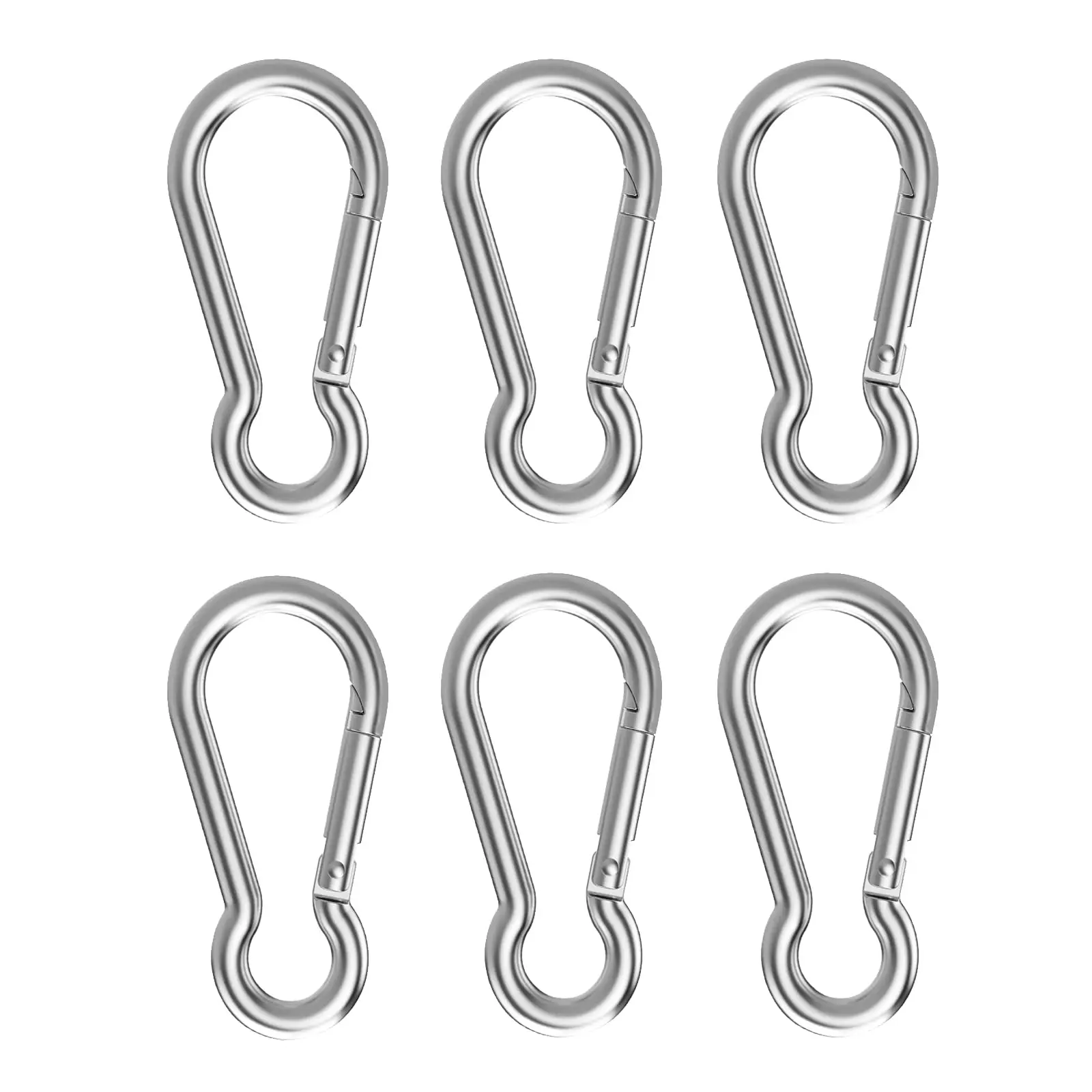 6PCS Stainless Steel Carabiner Clip Spring Snap Hook M4-M10 Heavy Duty Carabiner Clips for Keys Camping Fishing Hiking Traveling