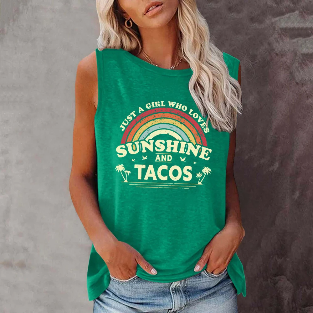 Summer Rainbow Sunshine 3D Print Tank Tops Women Vintage Streetwear Oversized O-Neck Vest Off Shoulder Sleeveless Woman Camisole