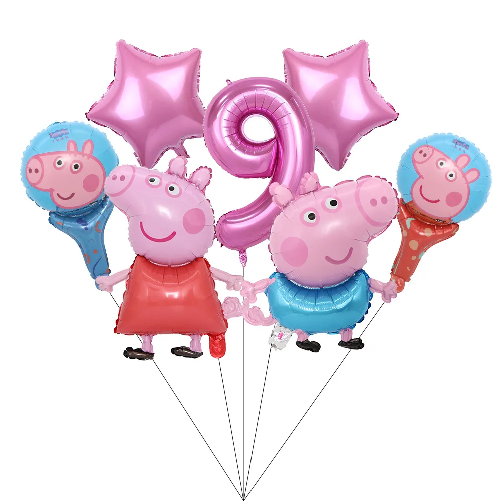Cartoon Rosa Peppa Pig Geburtstagsparty Dekorations-Set George Pig Partyzubehör Teller Kindergeburtstag Geschenke Babyparty – Detail 10