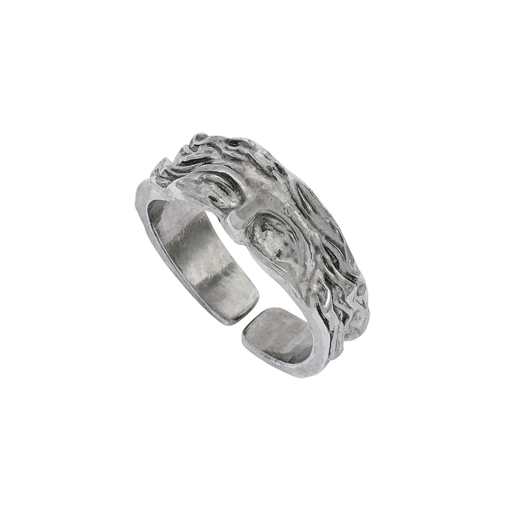 Retro Punk Creative Venus Half Mask Design Ring for Men Vintage Engraved Open Adjustable Ring Stylish Jewelry Holiday Gift