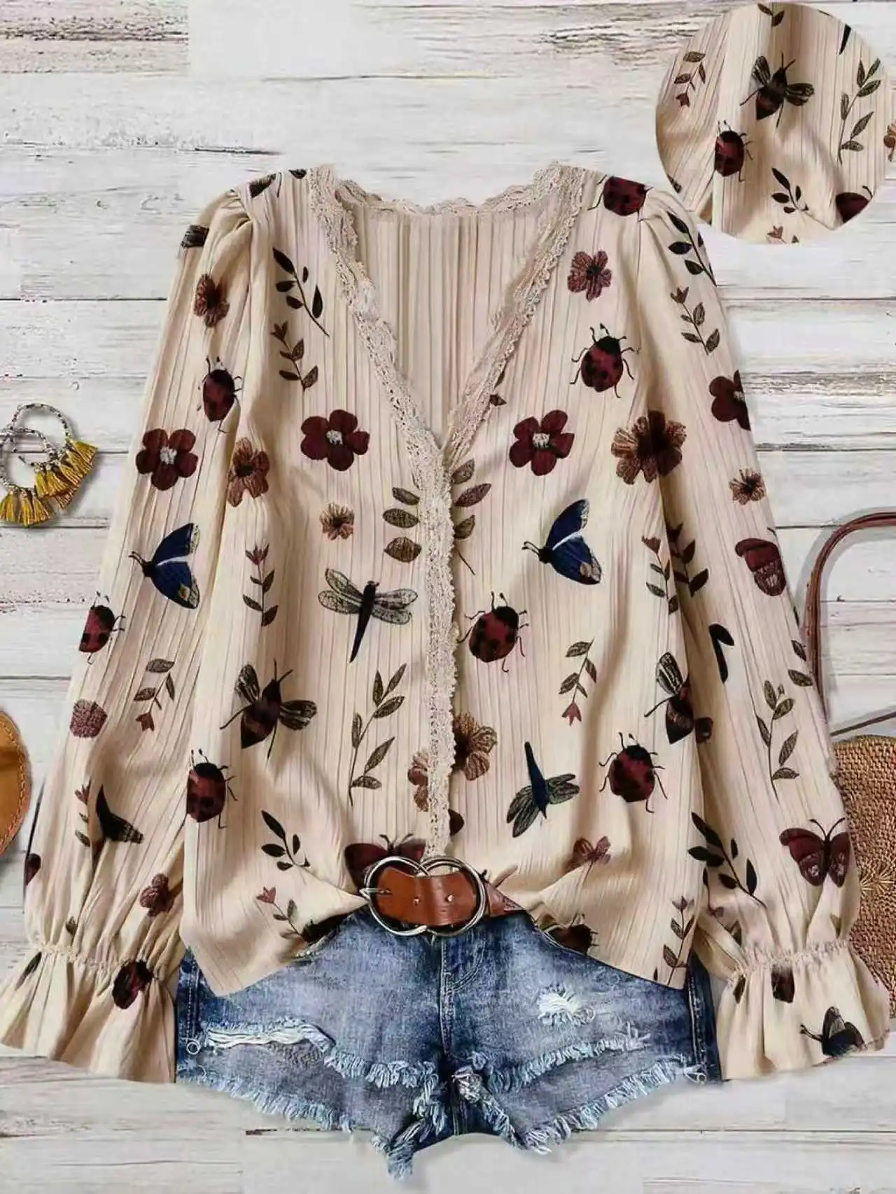 Vivi Plus-Size Damska Koszula z Nadrukiem, Elegancka i Modna Bluzka na Co Dzień