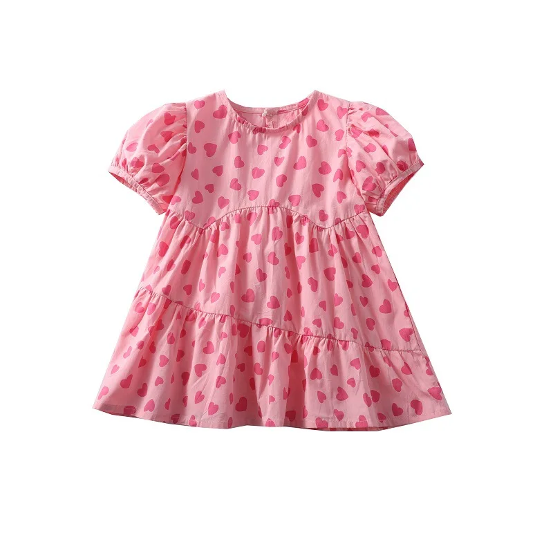 Fashionable Girls' Dress2024Summer New Style Western Style Lovely Sweet Cotton Breathable Children's Princess Dress Trendy