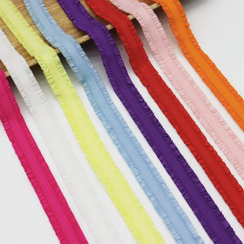 

Wholesale 1/2" 13mm Stretchy Ruffle Edged Elastic Ribbon For Hair Tie Headband DIY Craft Garment Accessories