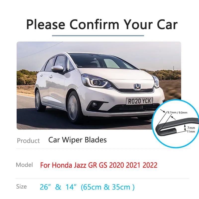 

For Honda Jazz Fit GR GS MK4 2020 2021 2022 Front Rear Wiper Blade Window Windshield Windscreen Auto Replacement Parts U J Hook