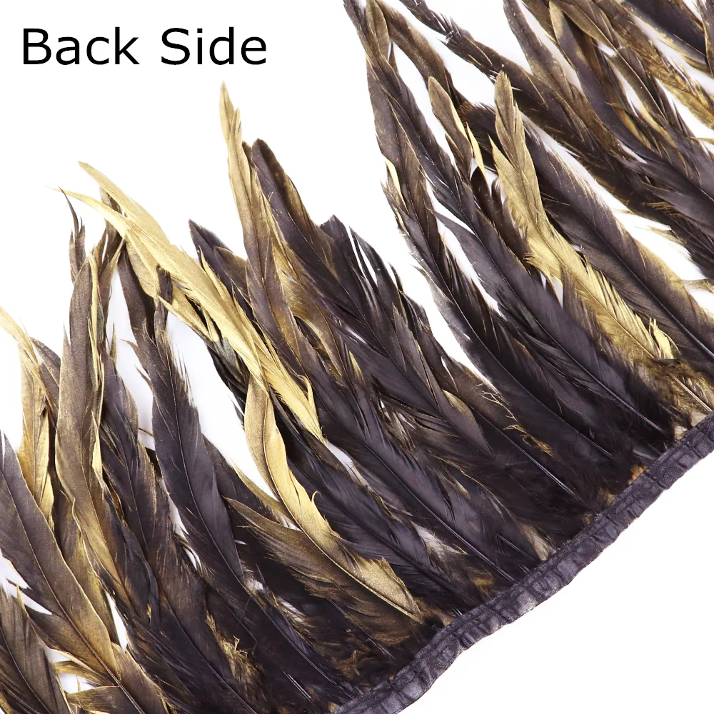 1Meter Golden/Silver Rooster Feathers Tail Trim 25-40CM Chicken Plumes Fringe Ribbon for Needlework Clothing Sewing Decoration