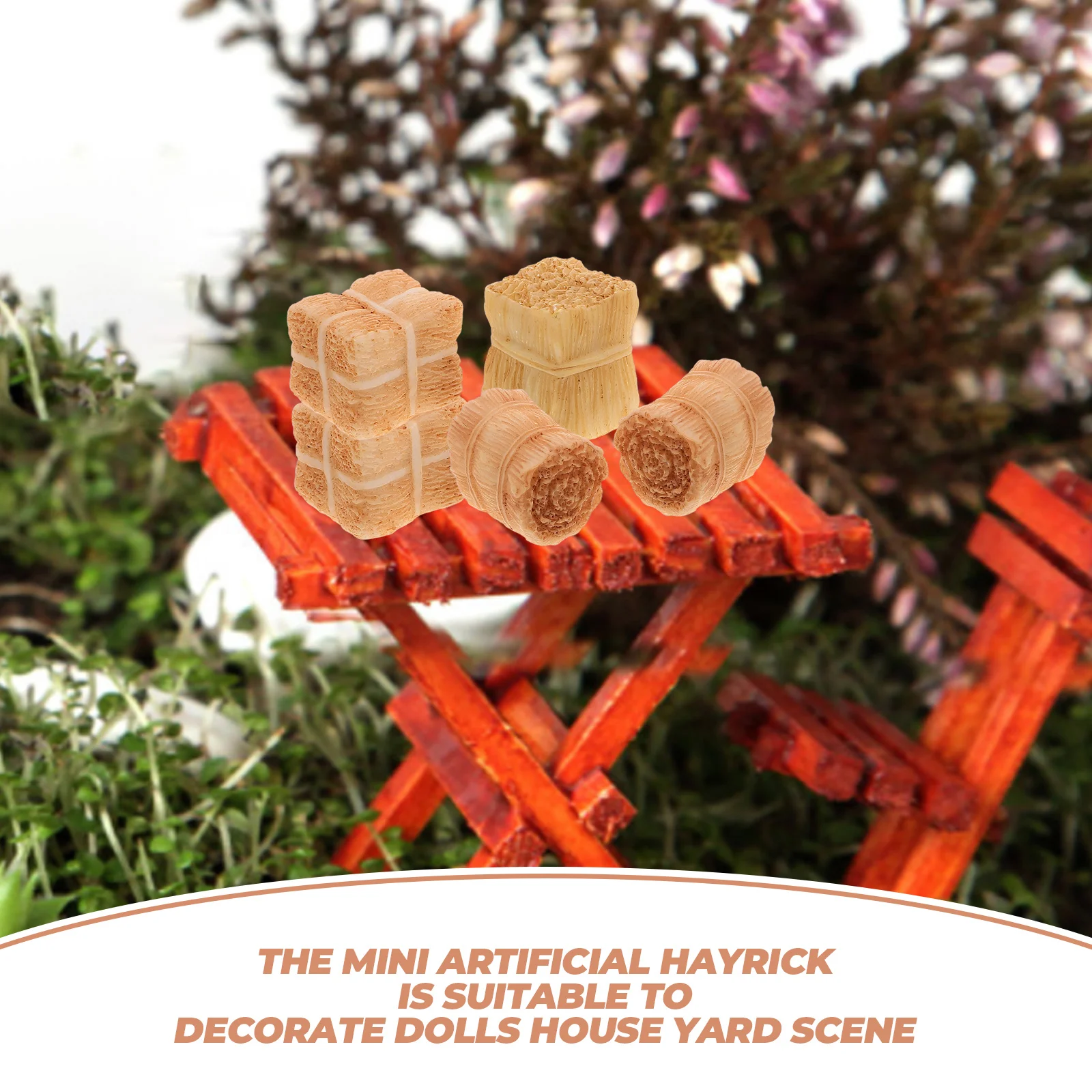

12pcs Mini Hayrick For House Artificial Farm Straw Decoration Yard Scene Ornament Simulated Miniature Haystack Faux Bale Diy
