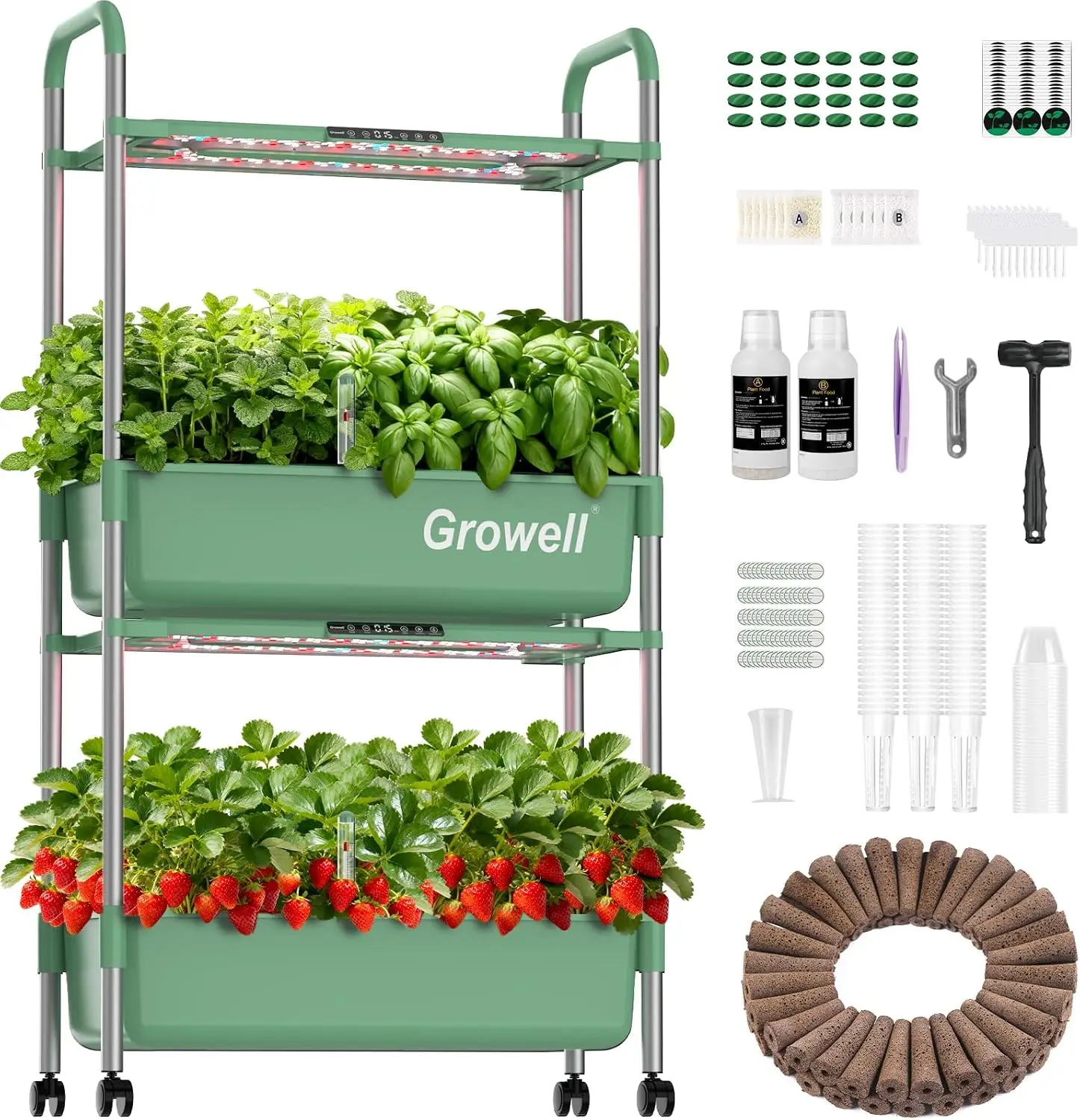 54 Pods Vertical Indoor Herb Garden Smart LED Grow Light Auto Circulating Water Pump Each Tier 28L Hydroponic Growing System Kit