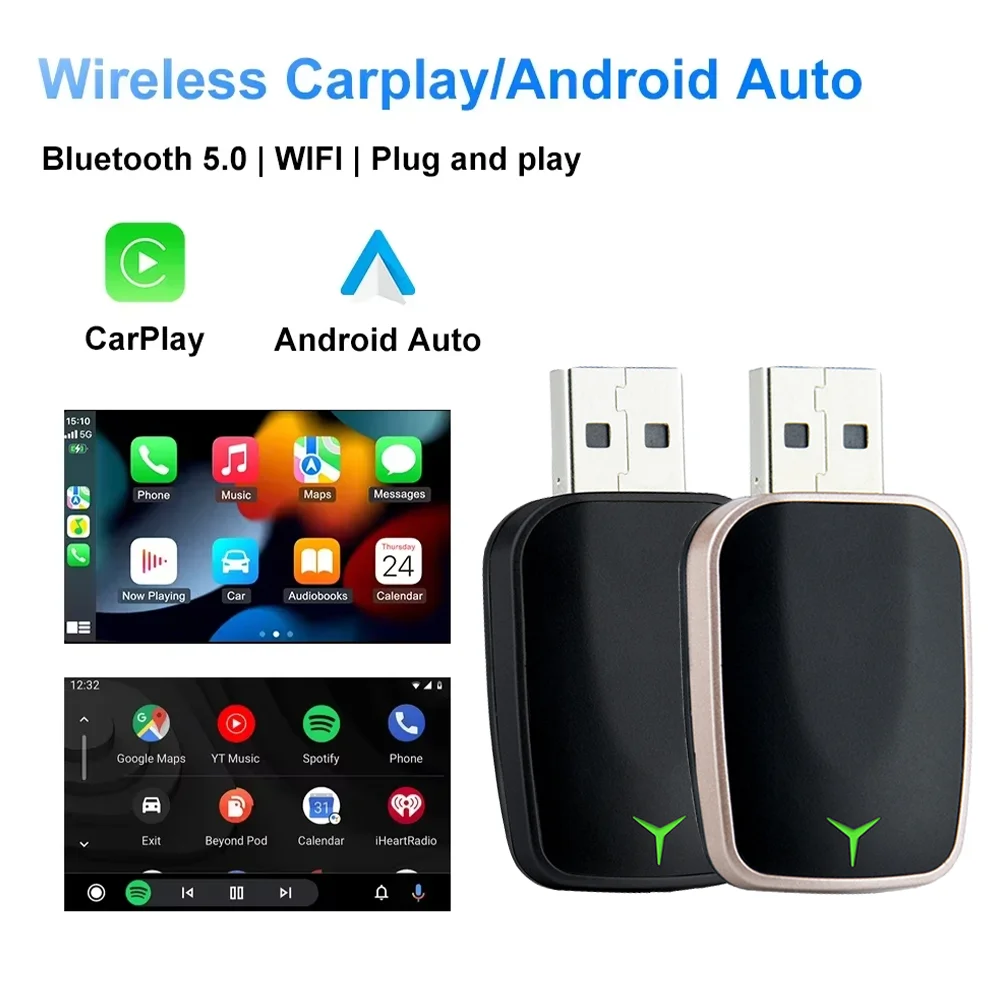 

2026 2in1 Wireless CarPlay Android Auto Wireless Adapter Mini Box Plug and play Connect Universal for Nissan Wireless Adapter