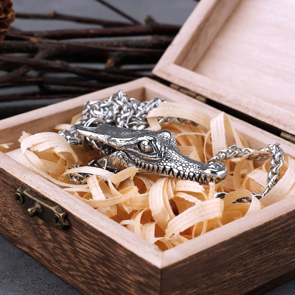 

Stainless Steel Animal Crocodile Necklace Men's Vintage Hip Hop Punk Biker Charm Pendant Necklace Gift Animal Jewelry