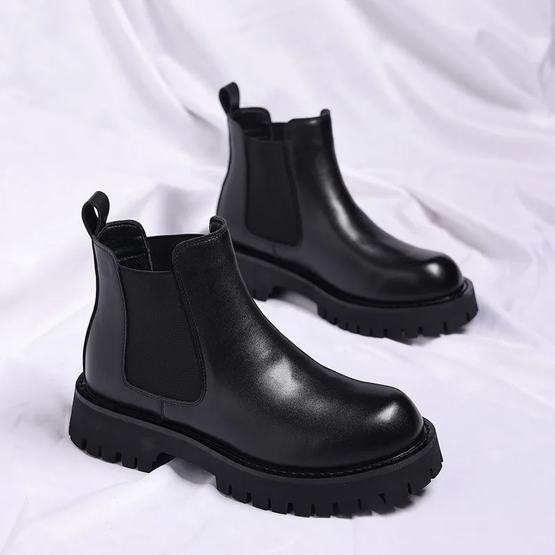 DIMANYU Men Slip-On Chelsea Boots 2026 Autumn New One-Step-On Men's Smoke-Column Boots Thick-Soled Men's Riding Boots