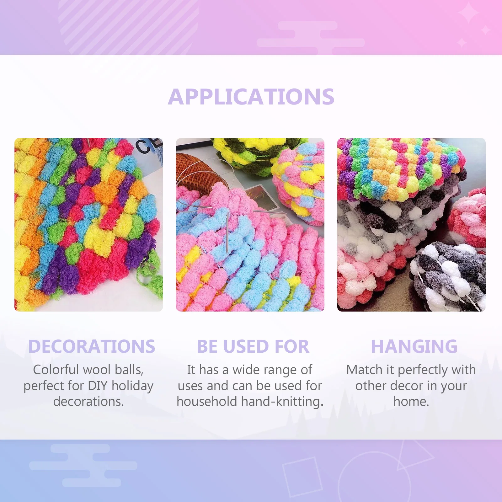 

H knitting Woolen Yarn Slender Comfortable Braided Thread DIY Projects Decoration Household Friendly Skin Soft Texture Excellent