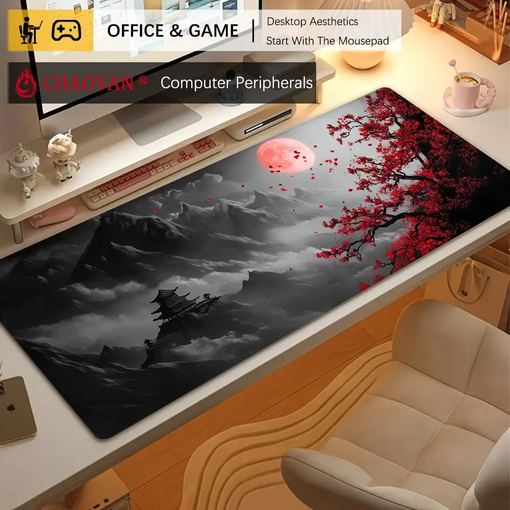 Fantasy Red Cherry Blossom Scenery Mouse Pad Desk Mat Non-Slip Durable office mousemat gaming mat with Stitched Edge HD printing
