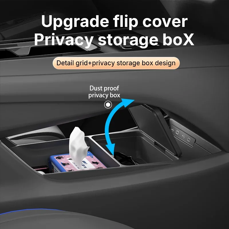 For Volkswagen VW Tiguan L Pro 2026 Center Console Lower Storage & Eyewear Box, SUV Interior Modification Accessories view 2