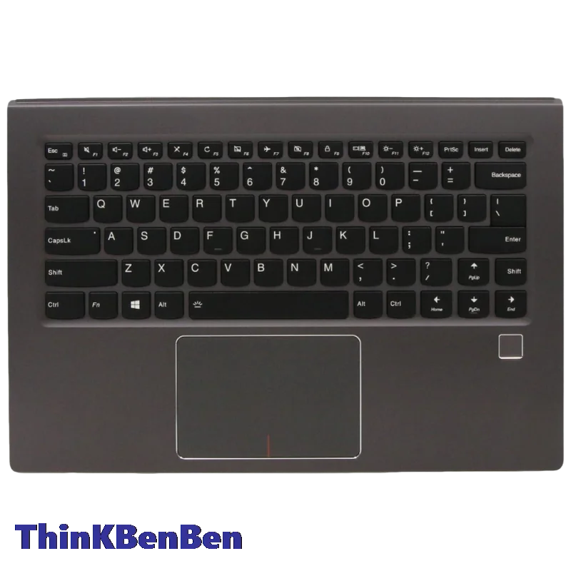 

US English Dark Grey Keyboard Upper Case Palmrest Shell Cover For Lenovo Ideapad Yoga 5 Pro Yoga 910 13 13IKB Glass 5CB0N23236
