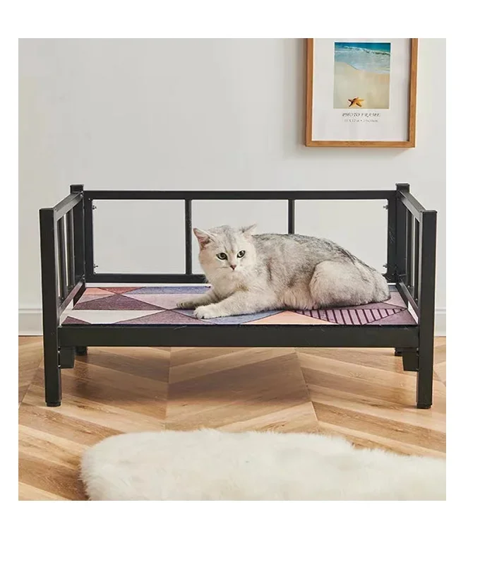 moisture proof  metal elevated dog bed rattan dog cat bed