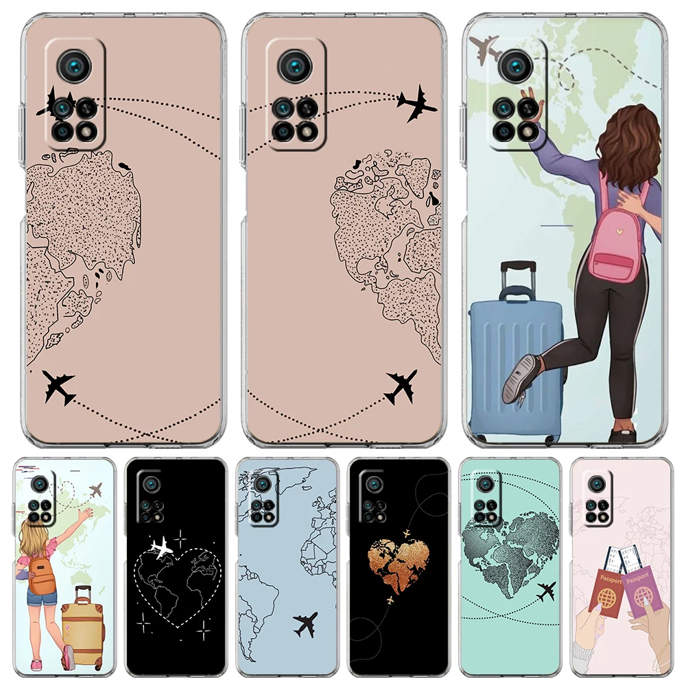 

Planes World Map Travel Phone Case For Xiaomi 14 13 12 Lite Mi 11 11X 13T 12T 11T For Poco X5 X4 X3 NFC F5 F4 M4 Pro 5G Cover