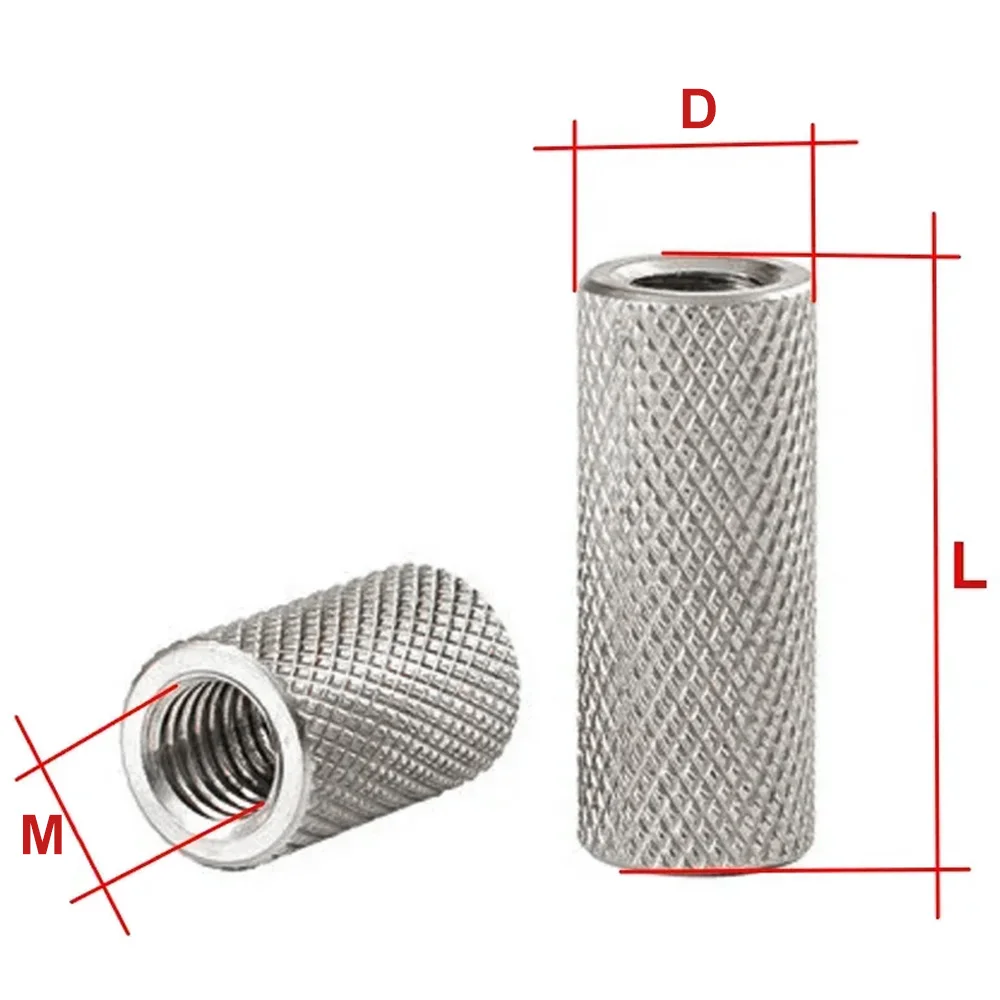 Duoji拡張円筒形フラットヘッド刻み付き手ねじ、ナットメッシュナット、刻み付き調整ナット、m2、m2.5、m3、m4、m5、m6、m16、304ステンレス鋼
