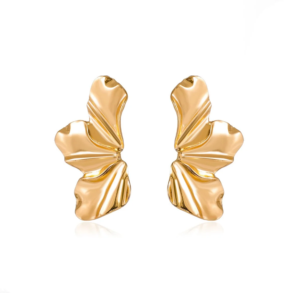 Simple Alloy Leaves Stud Earrings INS Retro Irregular Earring For Women Trendy Jewelry Accessories Dropshipping