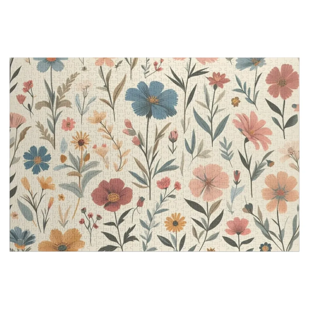 

Wild Flowers Pattern - Flowers, Floral, Flora, Vintage Jigsaw Puzzle Adult Wooden Wooden Boxes Baby Wooden Puzzle