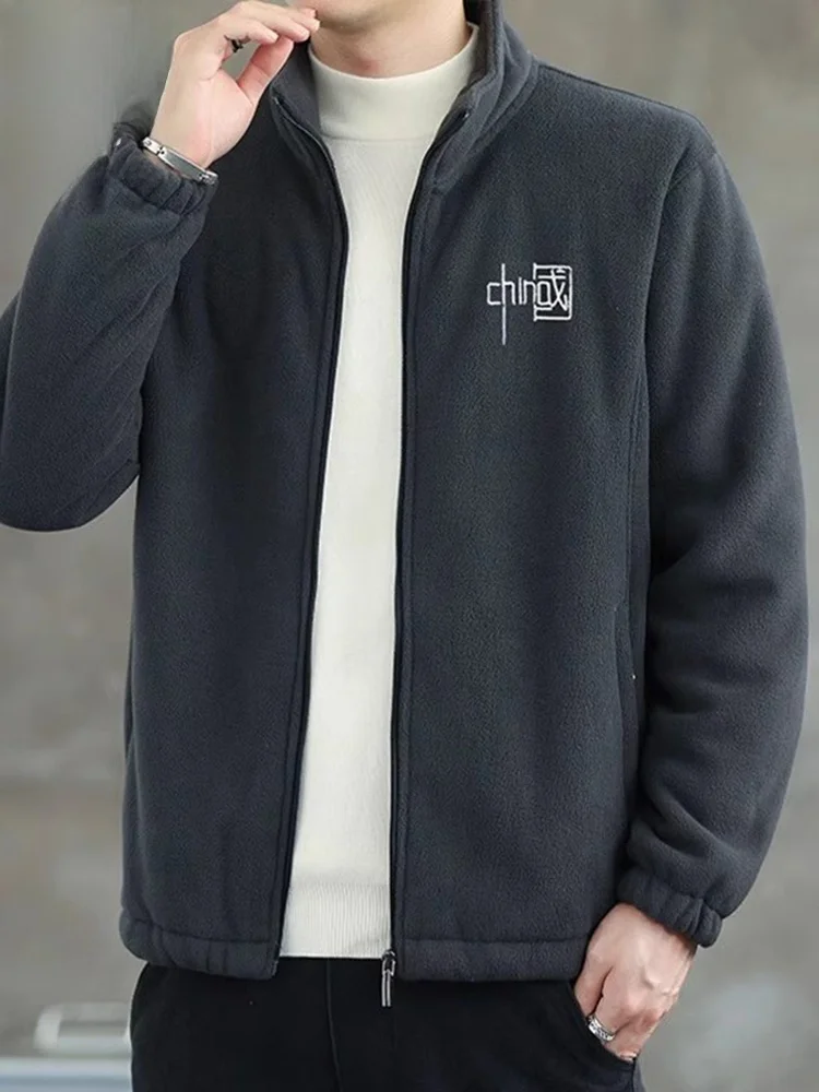 

Lamb Velvet Jaet Men's Winter Fce Lined Casual American Sle Jaet Youth Trendy Zipper Decorated Loose Fit