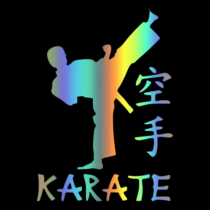 Karate pictures decorative polyethylene sticker, black and white for car bumper, window body PVC waterproof Decal 12x17cm