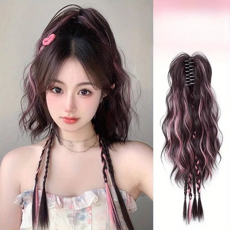 

Synthetic Long Wavy Braided Ponytail Hair Extension Claw Clip Hairpiece Fluffy Natural Daily Cosplay Wig