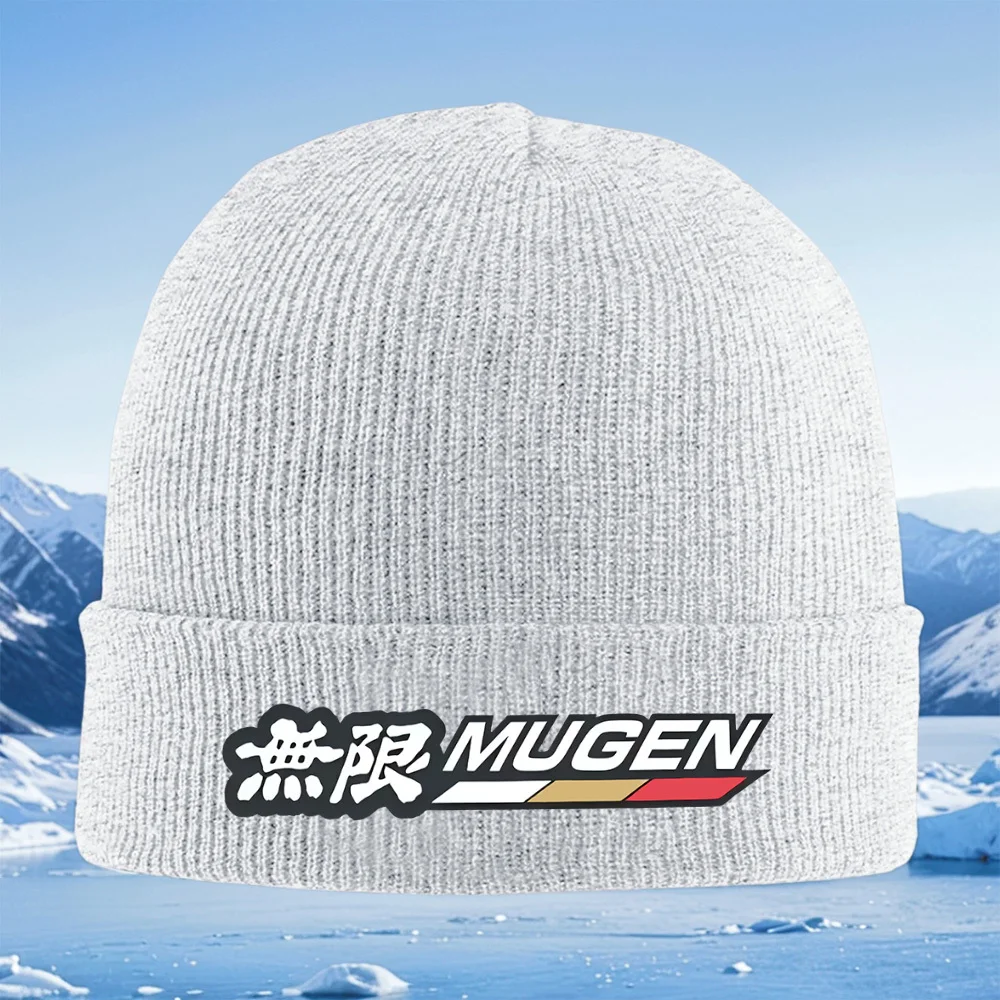 Белый знак Mugen с японским символом для мужчин и женщин, вязаная шапка унисекс, шапка-пуловер, зимняя теплая теплая рождественская уличная шапка Cyc