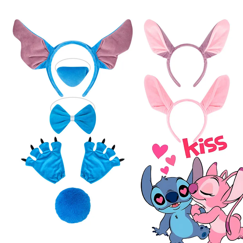 ديزني ليلو وستيتش الملاك زي اللعب اكسسوارات عقال القوس الأنف طفل حفلة عيد ميلاد التصوير الدعائم تجربة 626 تمويه