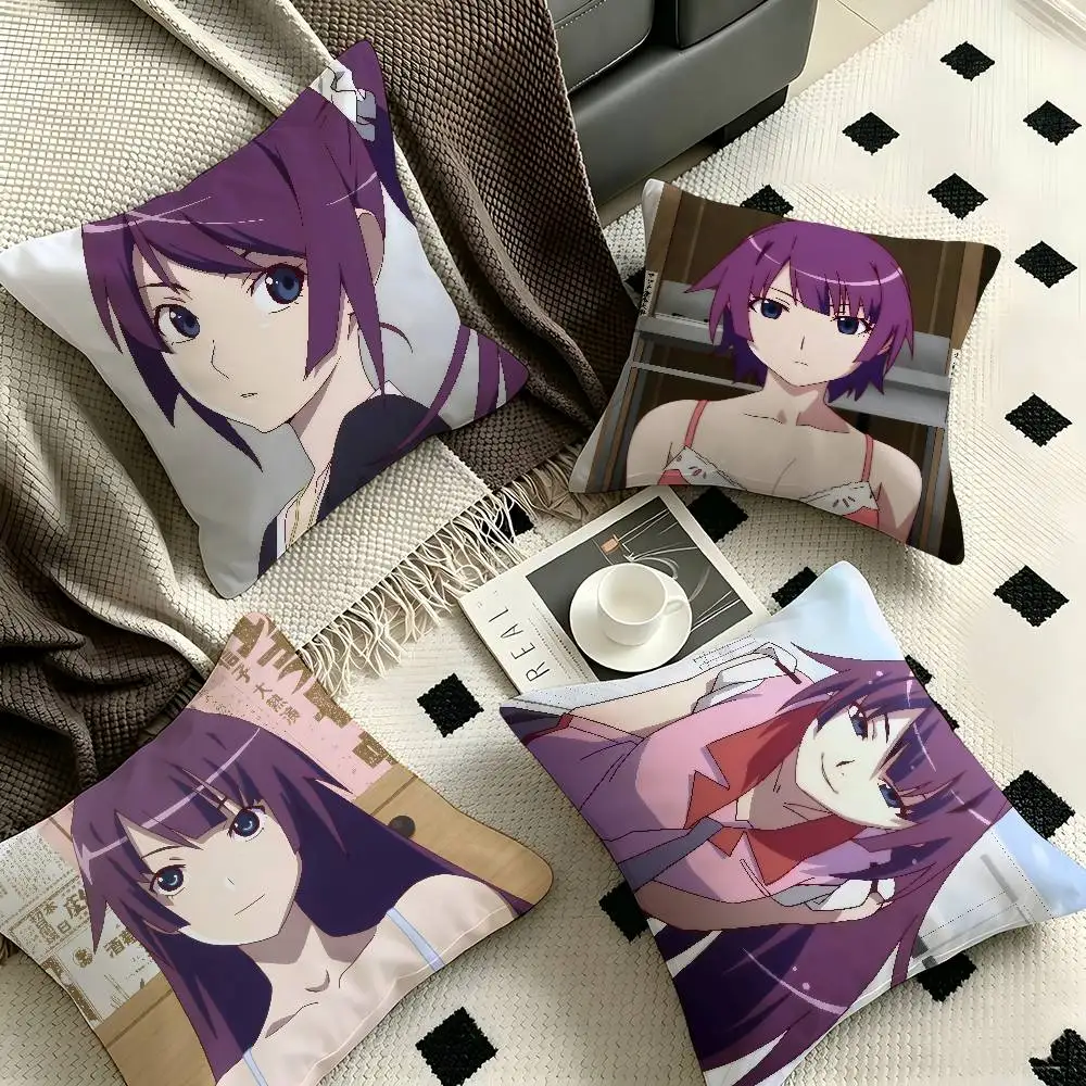 1pc Hitagi Senjougahara Bakemonogatari Pillow Case Fashion Square Pillowcase Bedroom Sofa Room Ins Decoration Leisure