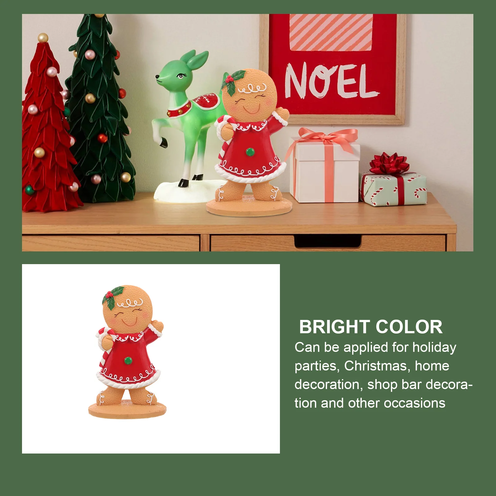 

Mini Christmas Gingerbread Man Ornament Adorable Resin Decor for Table Centerpiece Holiday Home Xmas Party Decoration