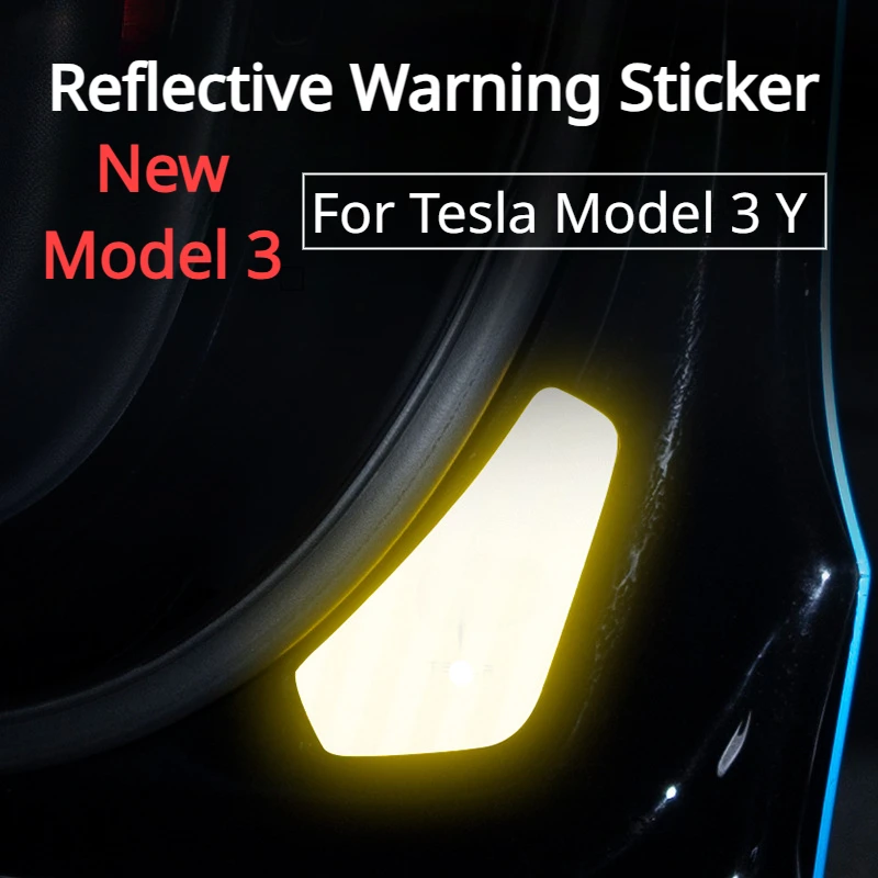 Para tesla modelo 3 + adesivo de aviso reflexivo adesivos de porta do carro tira pára-choques dicas decalque model3 modely novo model3 highland 2024