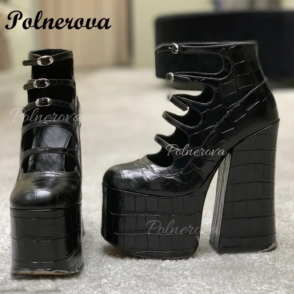 Décolleté con cinturino alla caviglia con tacco grosso bianco décolleté con plateau da donna con tacco quadrato scarpe con plateau Sandalias De