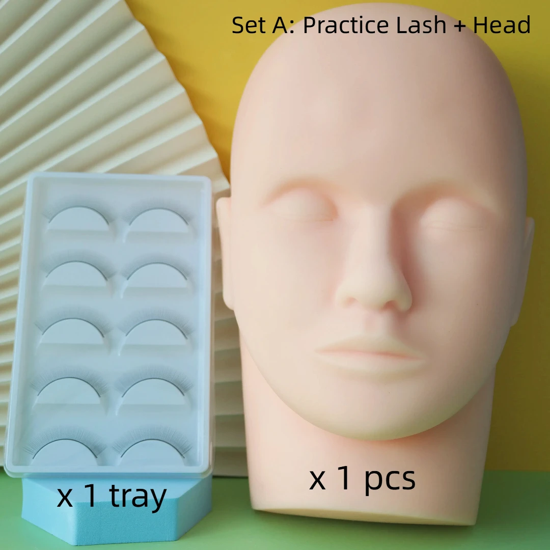 Soft  Eyelash Training Head Sets Eye Facial Eyelash Extension Makeup Practice Cosmetic Dummy Professional Mannequin Heads Tools