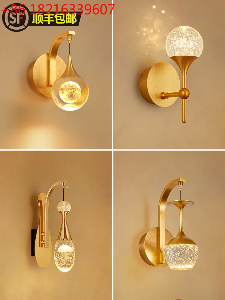 مصباح جداري كريستالي بسيط وحديث لغرفة المعيشة خلفية جدار أوروبي فاخر لغرفة الطعام وغرفة الدرج مصباح جداري #1