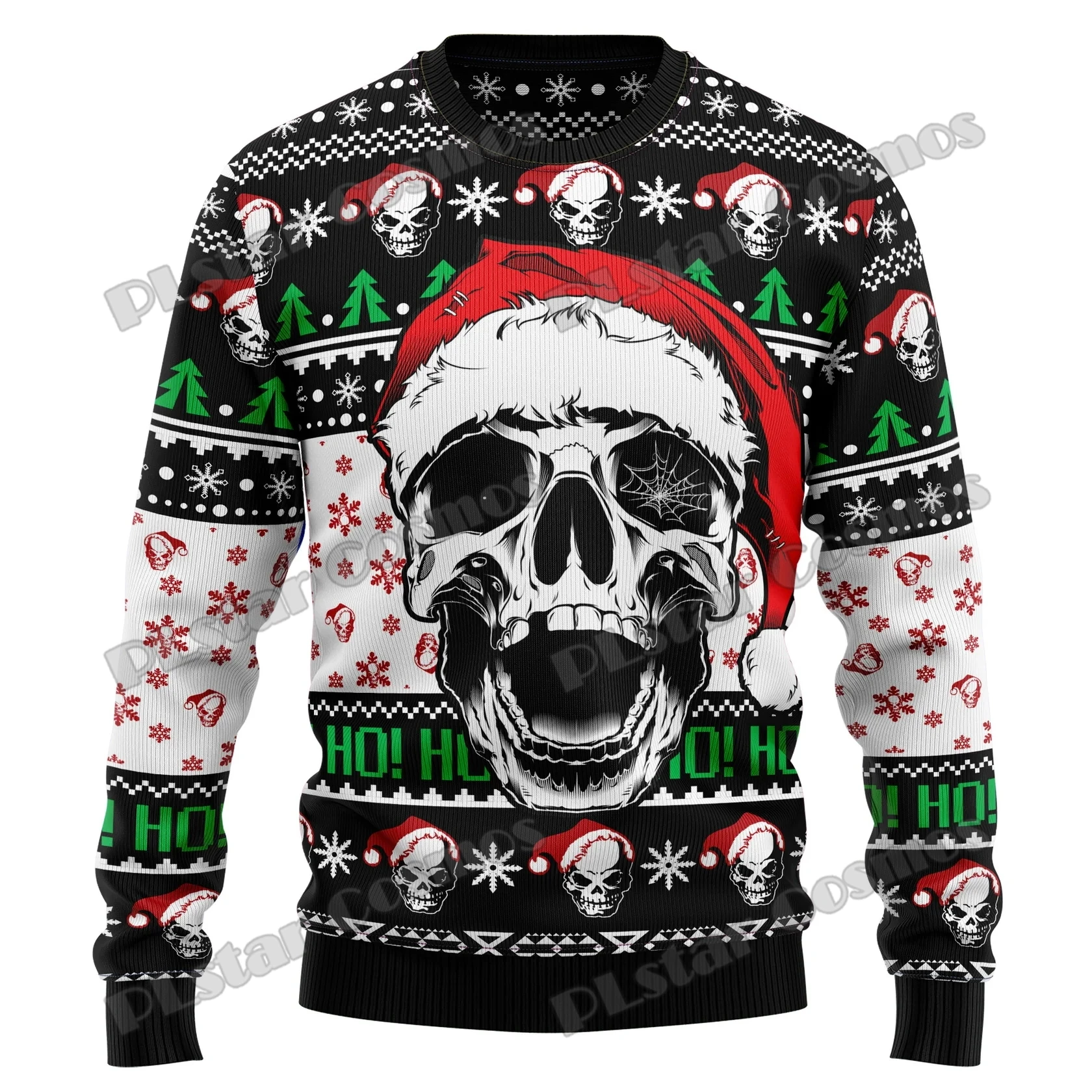 Autumn Winter Unisex Casual Knit Pullover Sweater Skull & Grim Reaper Christmas 3D Printed Men's Ugly Christmas Sweater KMY16