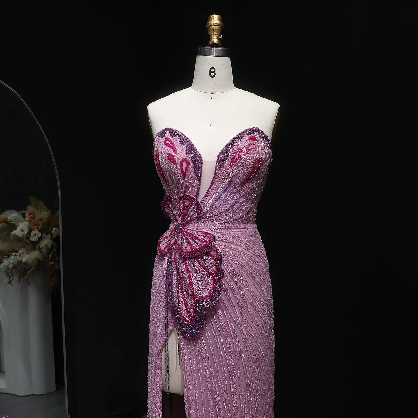 Sharon Said Elegant Sweetheart Pink Mermaid Evening Gown Luxury Beaded Dubai Prom Party Dress for Women Wedding SS267 Customized image 3