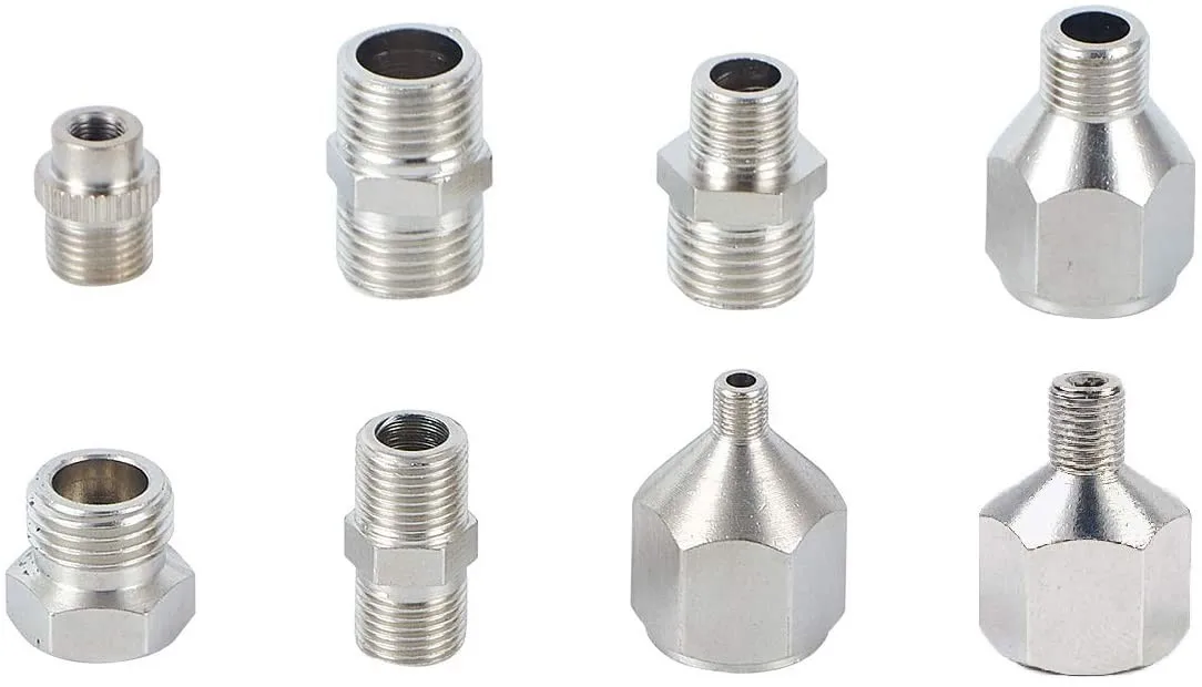 JOYSTAR 8 Pieces Airbrush Flexible Adapter Fitting Connector Set for Compressor and Airbrush Hose