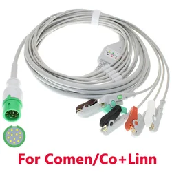 Compatible Comen C30/50/60/80/100/NC3A,Co+Linn	Magnolia 11/12/15 Monitor,12Pin ECG EKG 3/5 Lead Cable And Electrode Leadwire