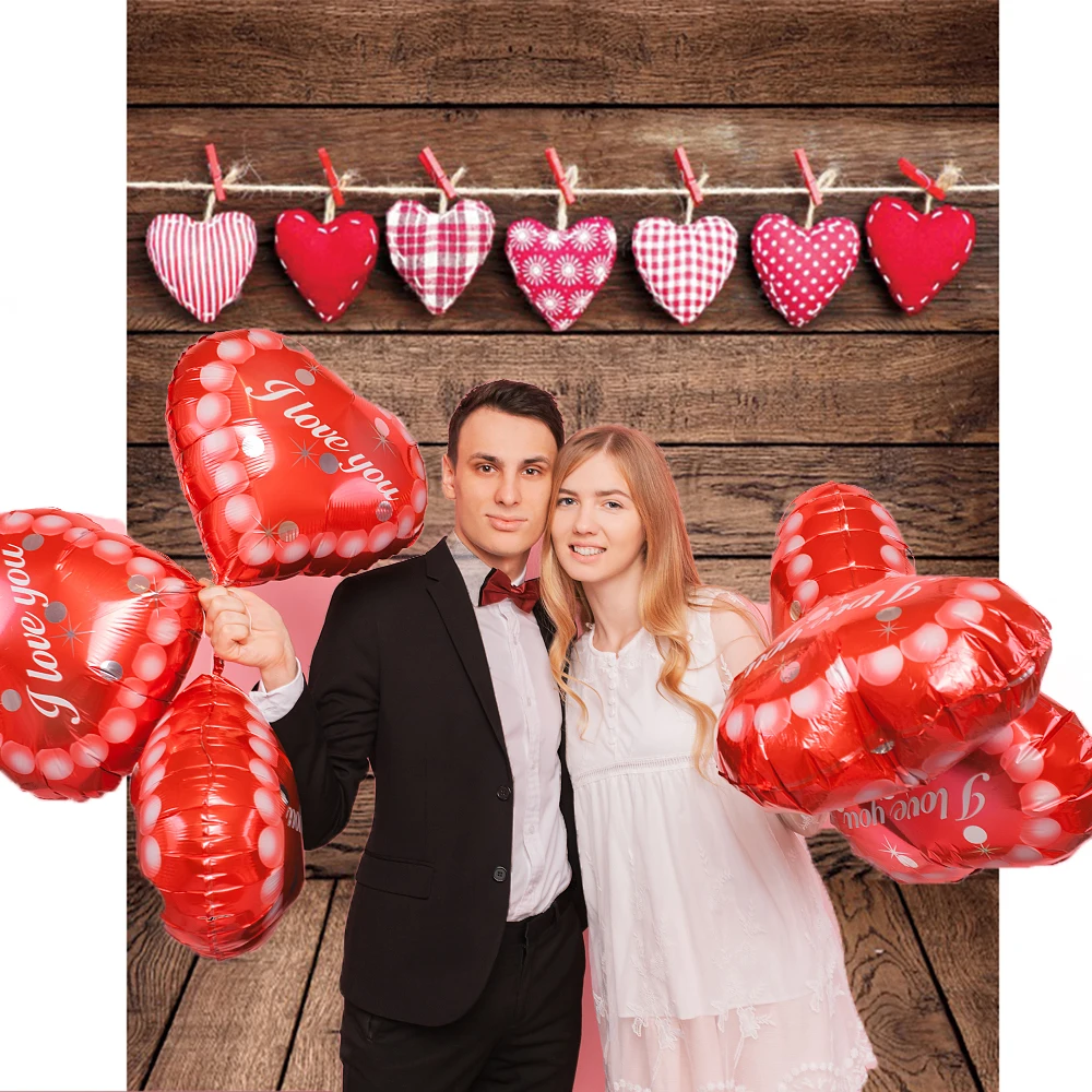 Valentine\'s Day Vertical Background Rose Flower Wooden Floor Love Heart Wedding Party Decor Couples Baby Portrait Photography