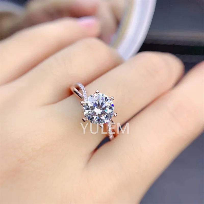 

3ct D Color Moissanite Diamond Solitaire Wedding Rings for Women Engagement Ring Fine Jewelry Wholesale