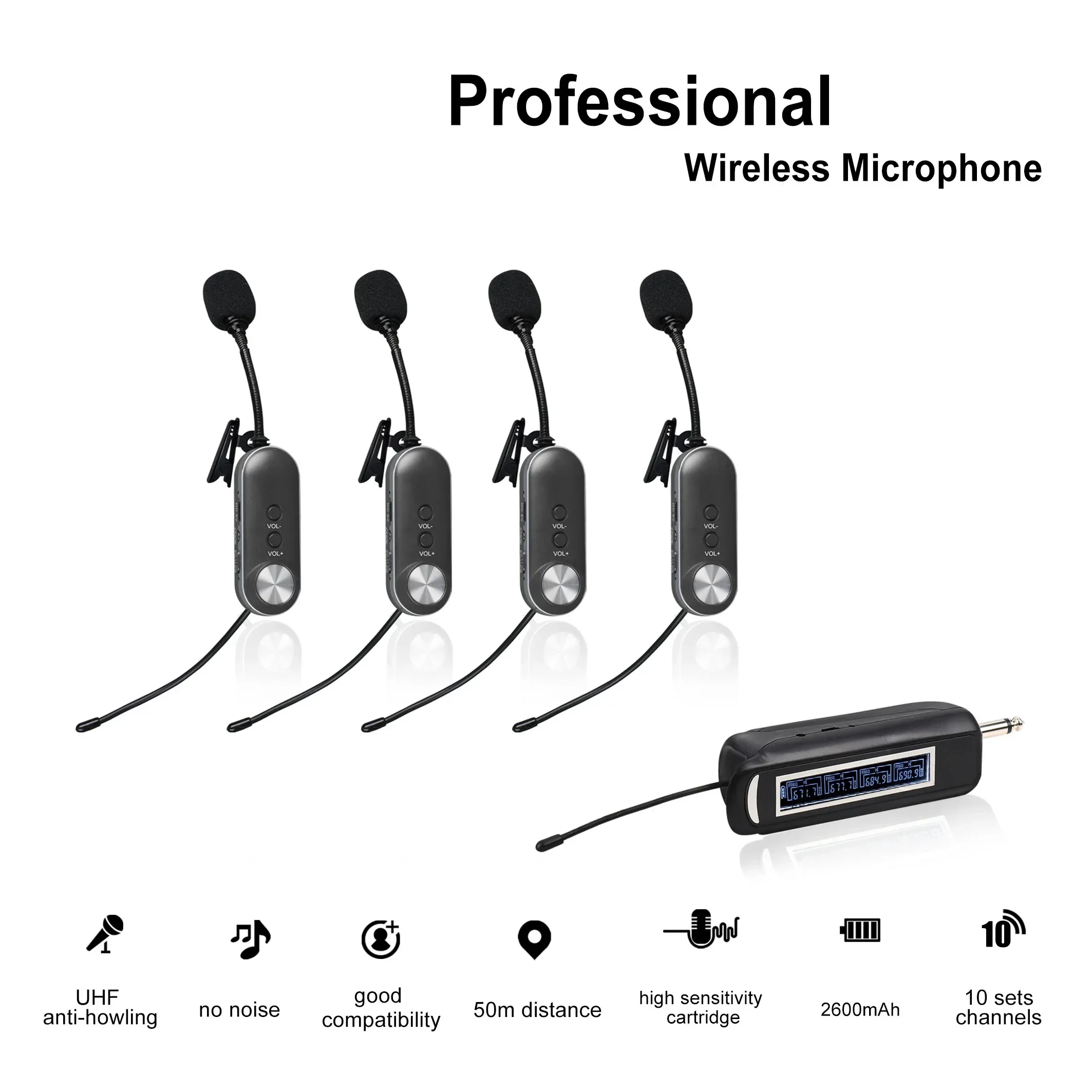Microfono wireless da bavero Microfono per telefono Microfono wireless Uhf