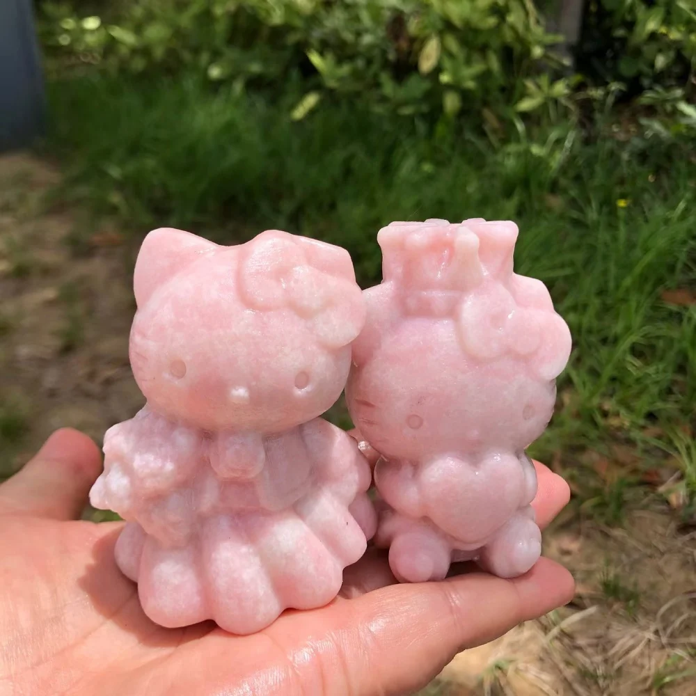 サンリオ-ハローキティ-75cm-ピンクオパールストーンフィギュア-研磨済みヒーリング像-漫画猫-ホームデコレーション-彫刻ギフト